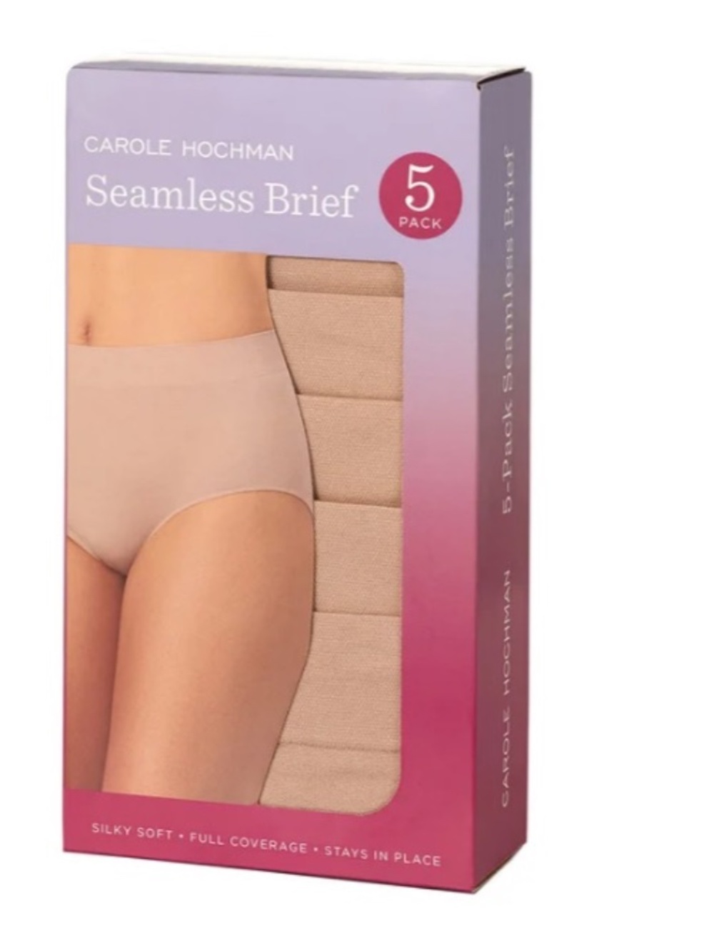 Carole Hochman Women's Seamless Brief 5-Pack Full Coverage Size XS, Tan